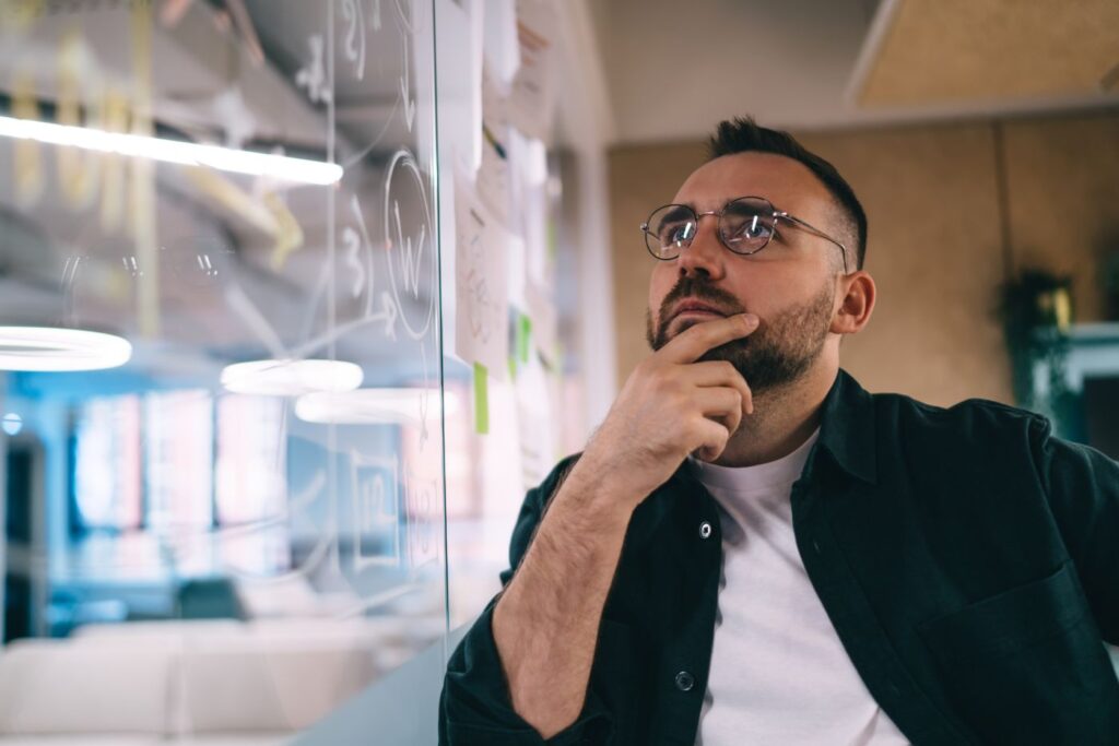 Image of a person thinking about digital marketing