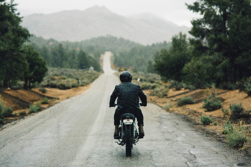 Image of a bike rider on a rainy day