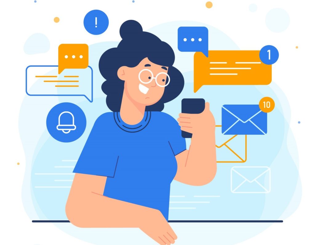 Image of a business person communicating with pclients