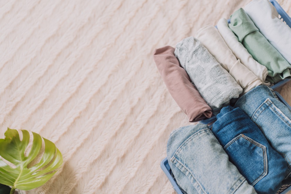 Image Of Clothes Rolled For Packing