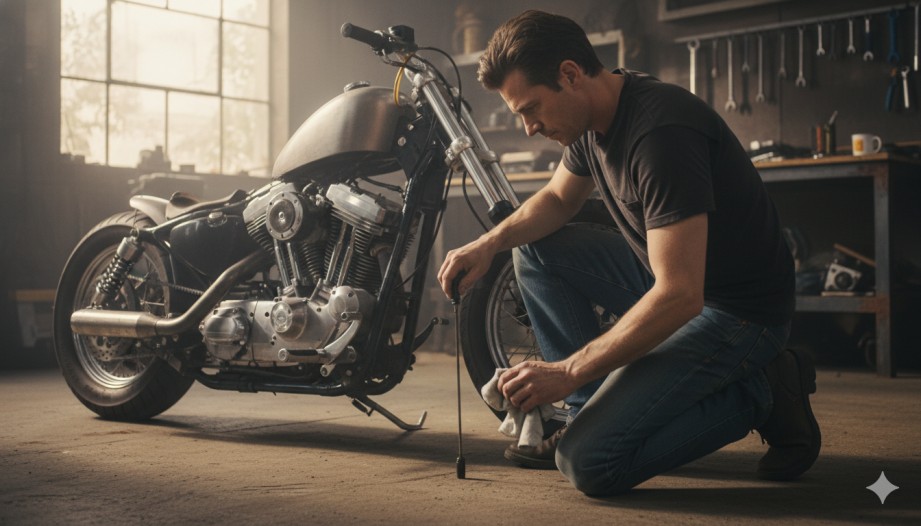 A Person Checking Engine Oil Level