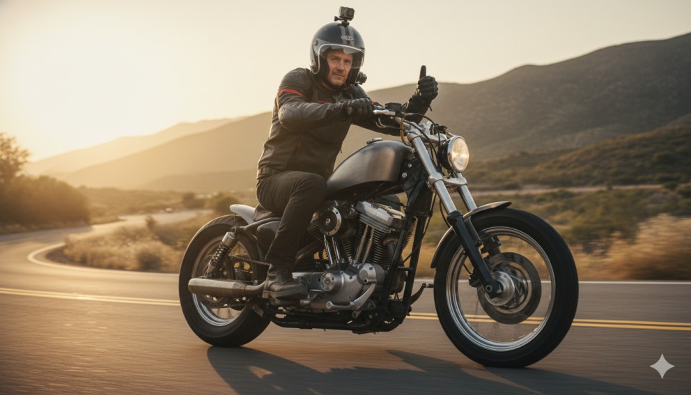 A Person Riding On His Bike