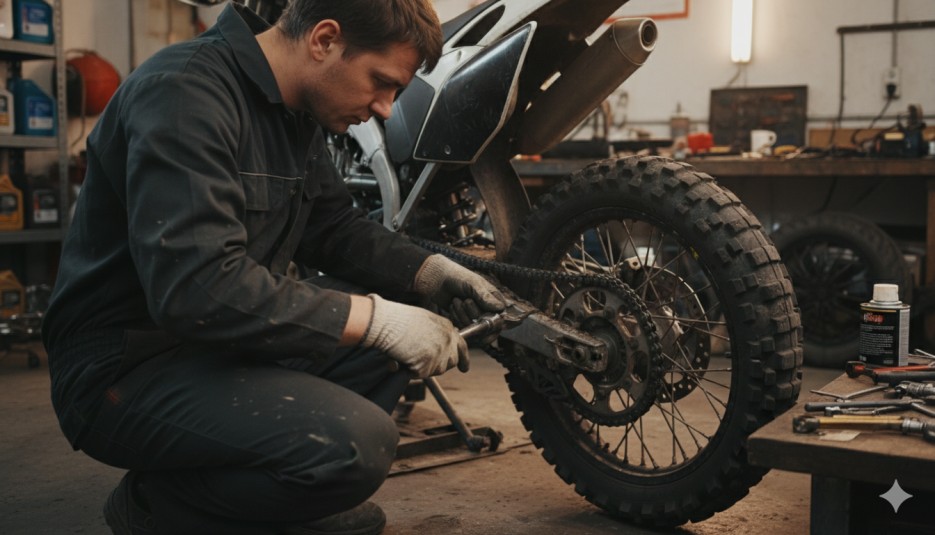 Image Of A Person Checking On His Bike Chain